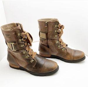 {Sorel}Major Carly Leather Round Toe Leather Boots